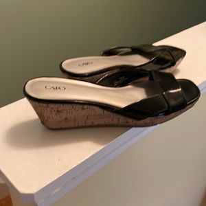 Black patent wedge size 12W